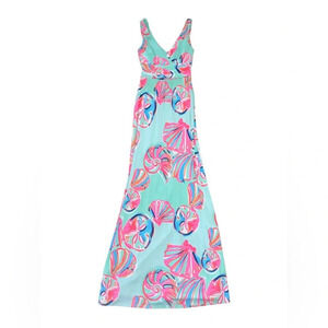 Lilly Pulitzer Sloane Maxi Dress Minty Fresh On The Rocks Seashell Size XXS